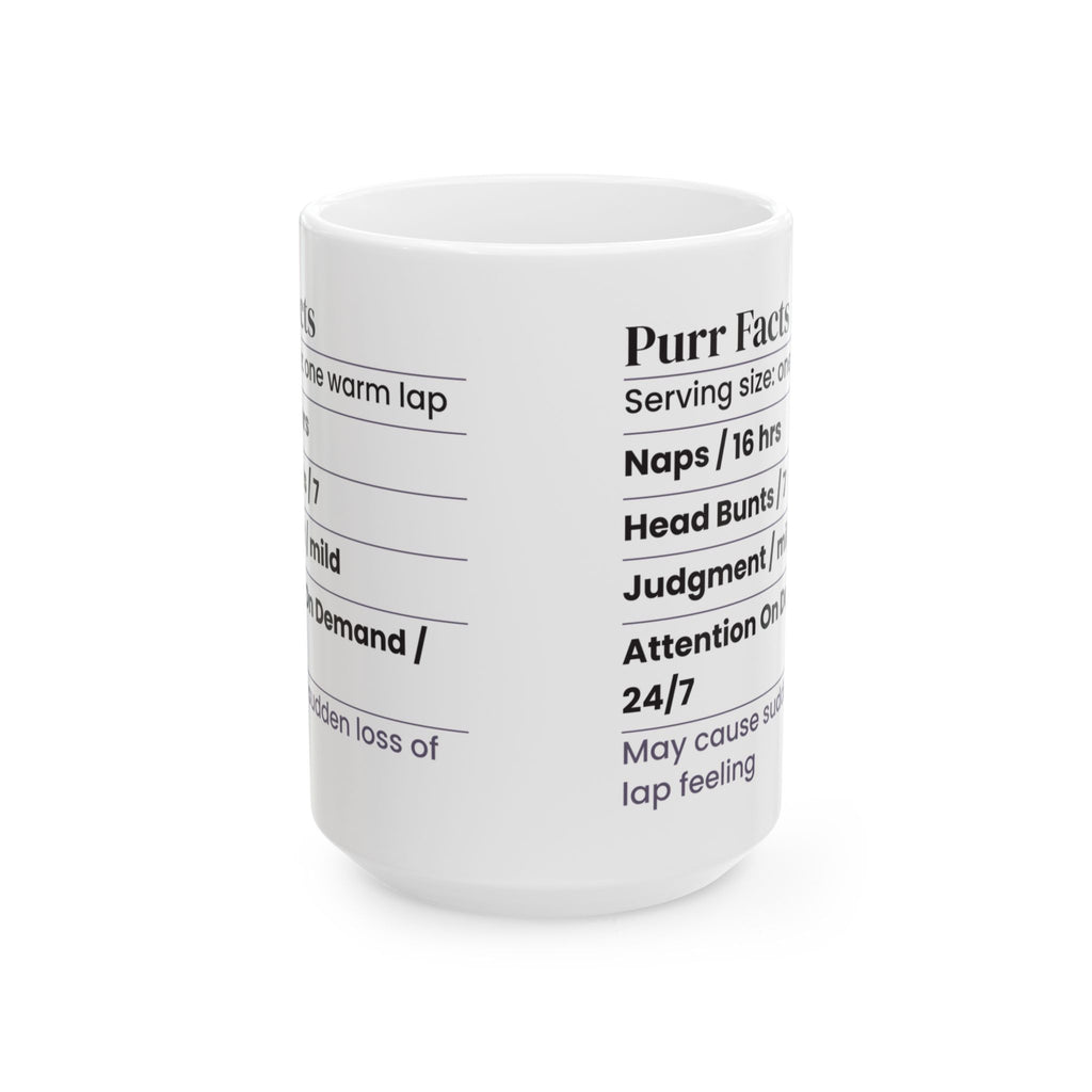Funny Cat Coffee Mug Purr Facts Label For Cat Lovers