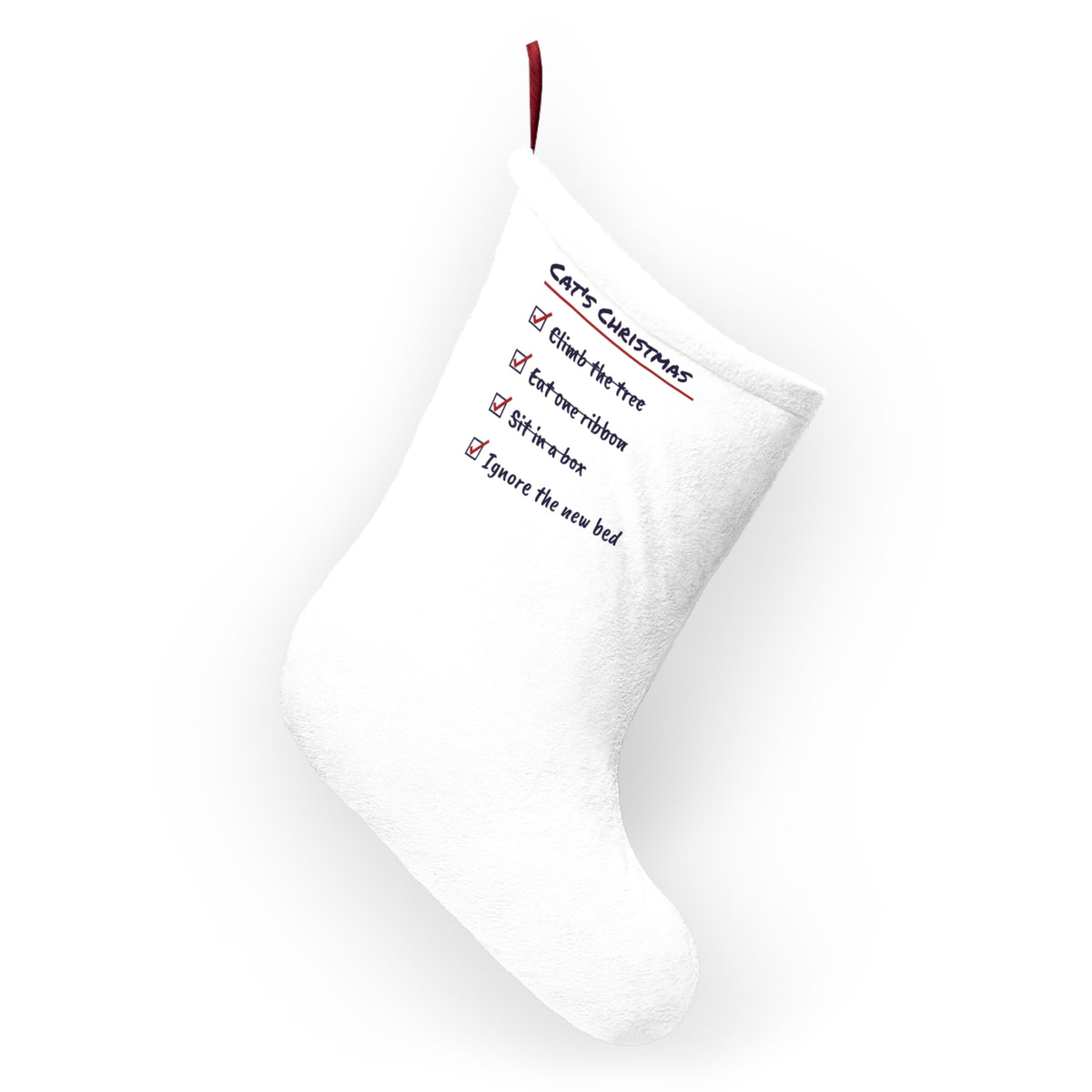 Funny Christmas Cat Christmas Stocking Cat's Christmas Checklist