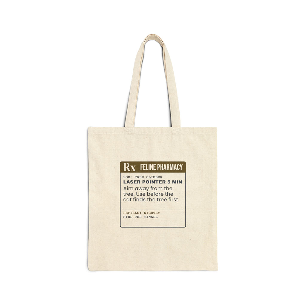Funny Christmas Cat Tote Bag Laser Pointer Prescription Label