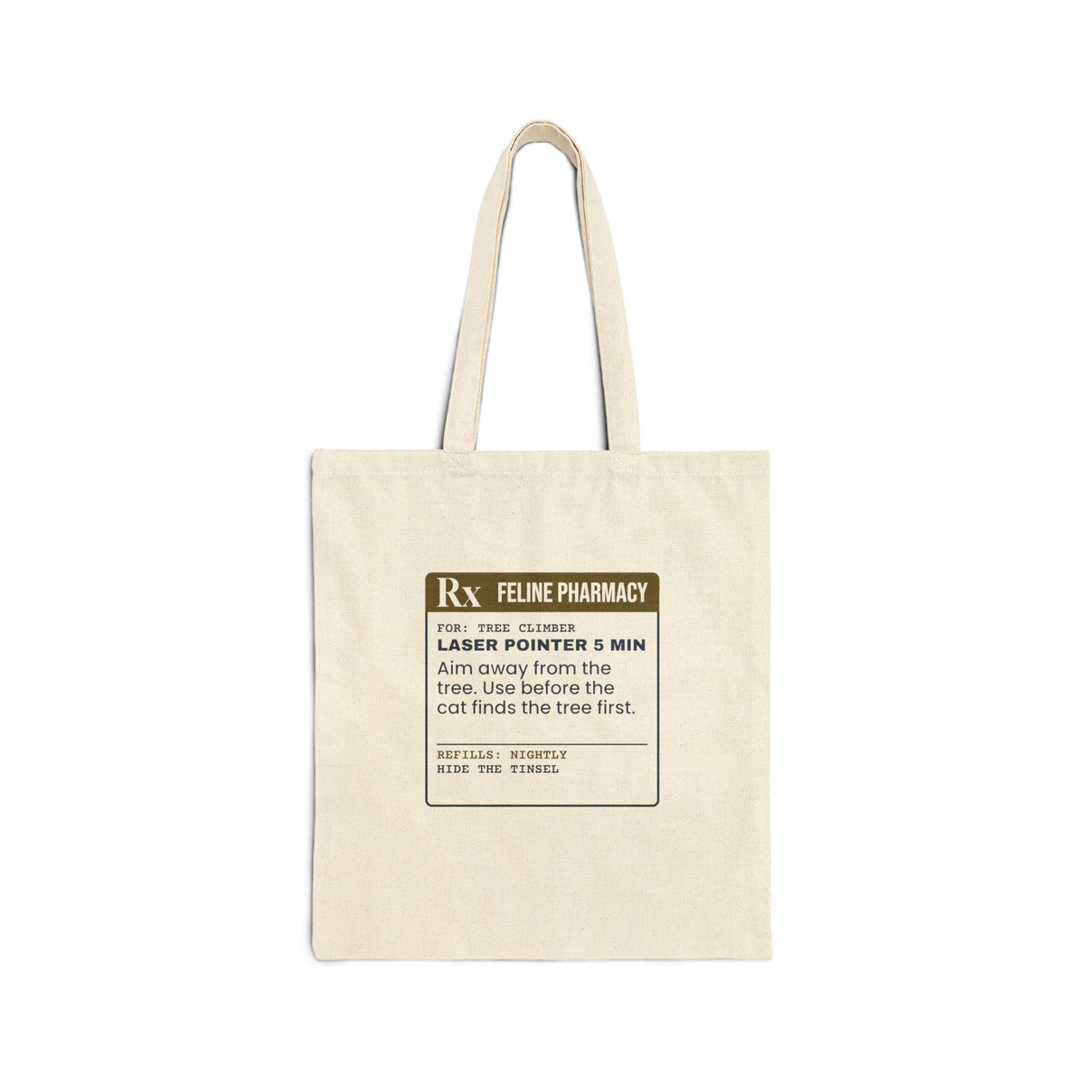 Funny Christmas Cat Tote Bag Laser Pointer Prescription Label