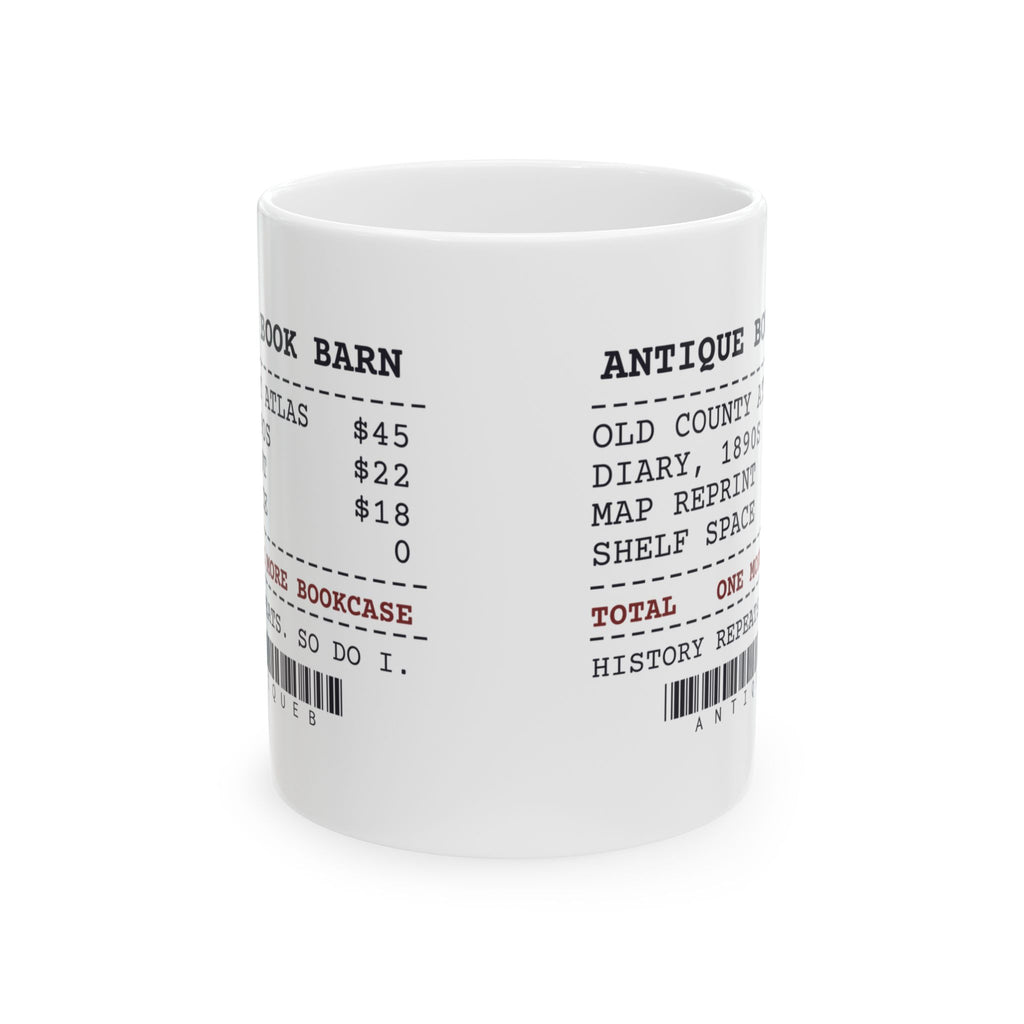 Funny History Buff Coffee Mug Antique Book Barn Receipt