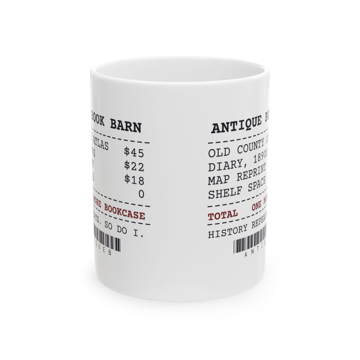 Funny History Buff Coffee Mug Antique Book Barn Receipt