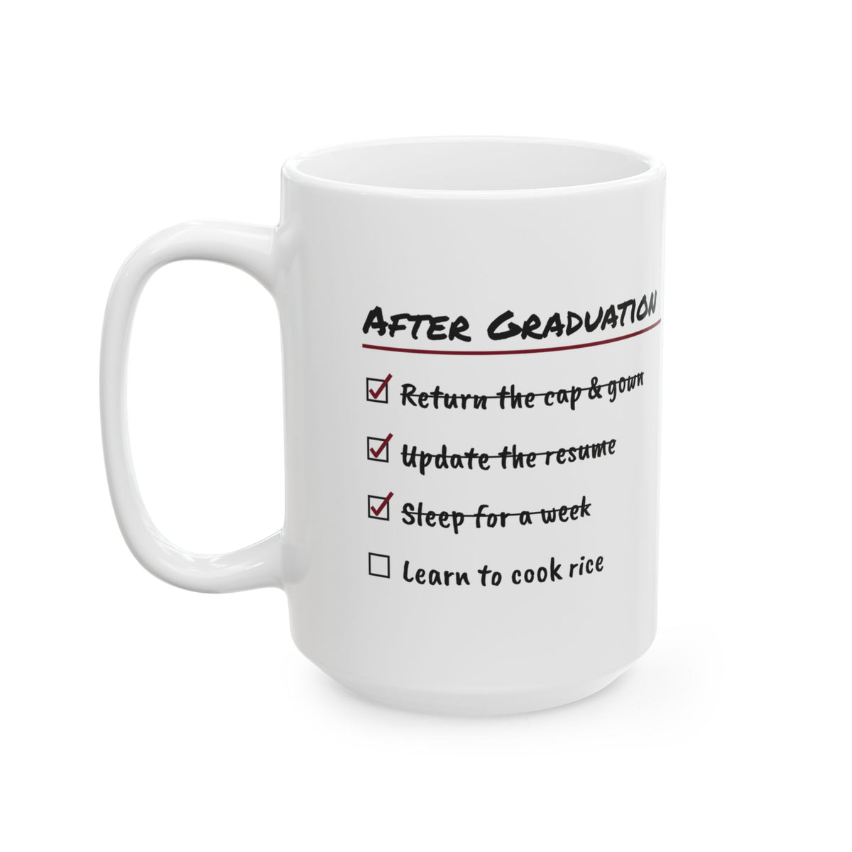 Funny College Graduation Coffee Mug After Graduation Checklist