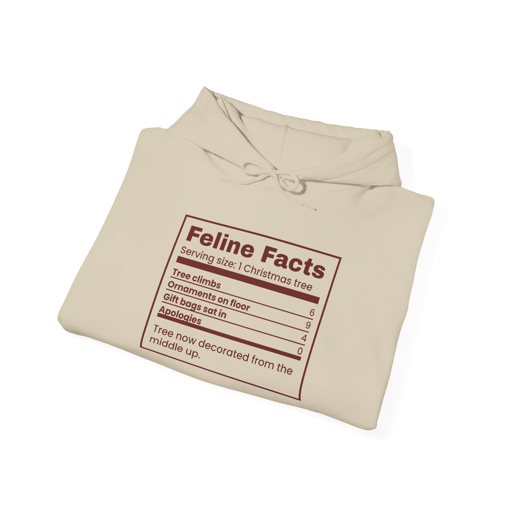 Funny Christmas Cat Hoodie Feline Facts Nutrition Label