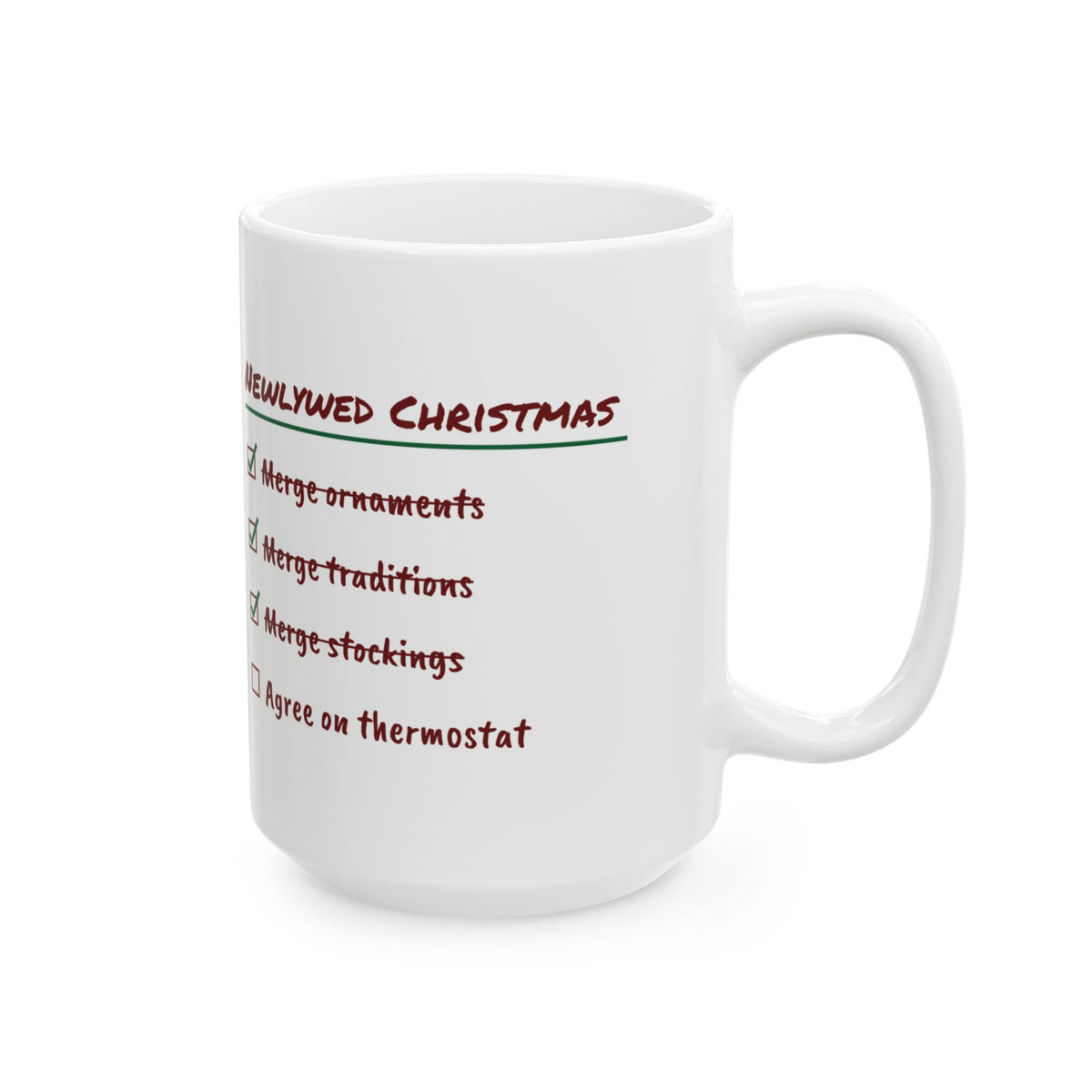 Funny Newlywed Christmas Coffee Mug Merged Everything Checklist