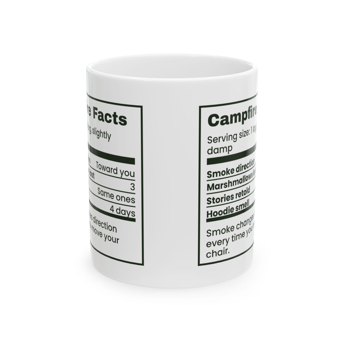 Campfire Coffee Mug The Smoke Follows Me Around Funny Camping Label