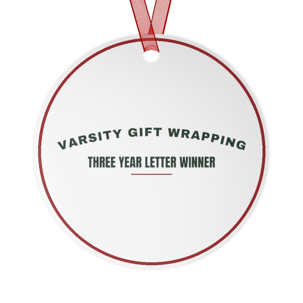 Funny Christmas Ornament Varsity Gift Wrapping Letter Winner