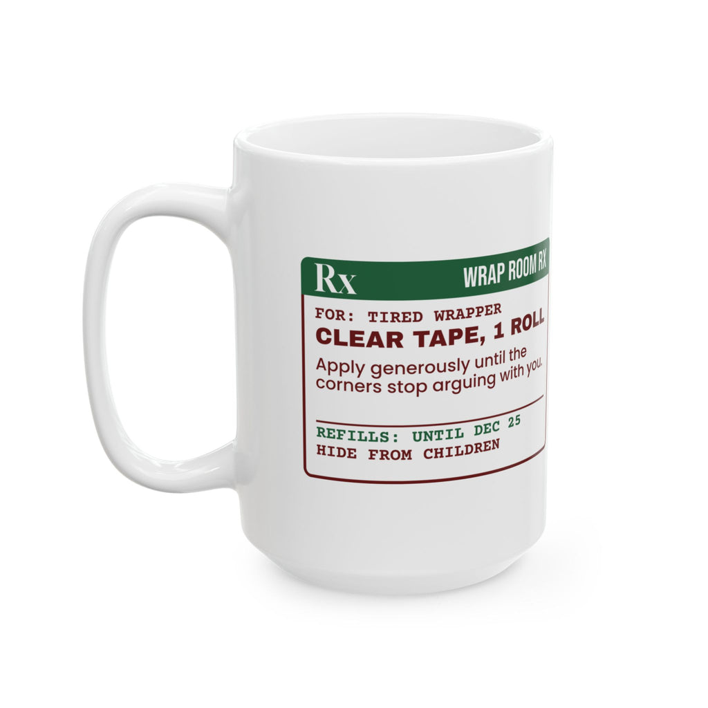 Funny Christmas Coffee Mug Clear Tape Prescription Label For Wrappers