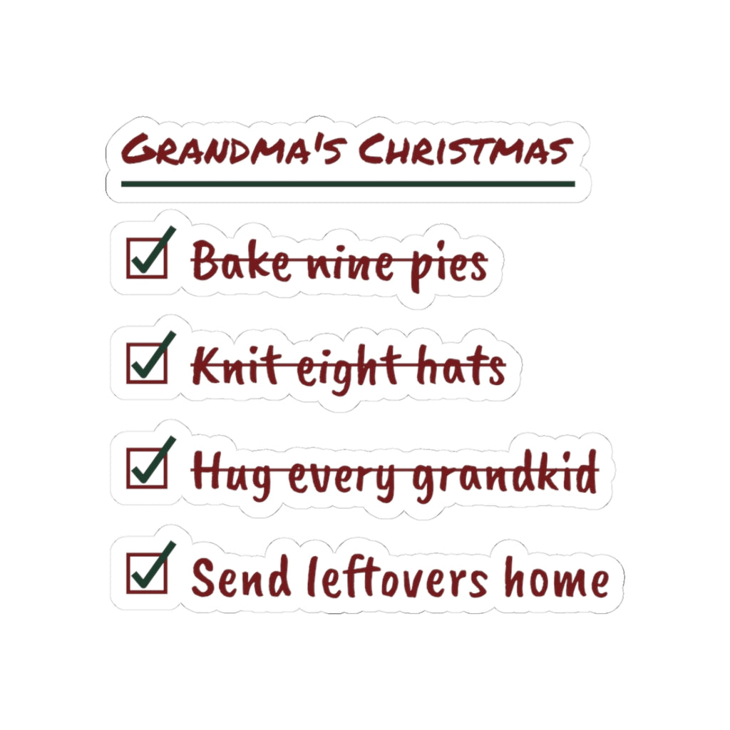 Funny Christmas Grandma Sticker Grandma's Christmas Checklist