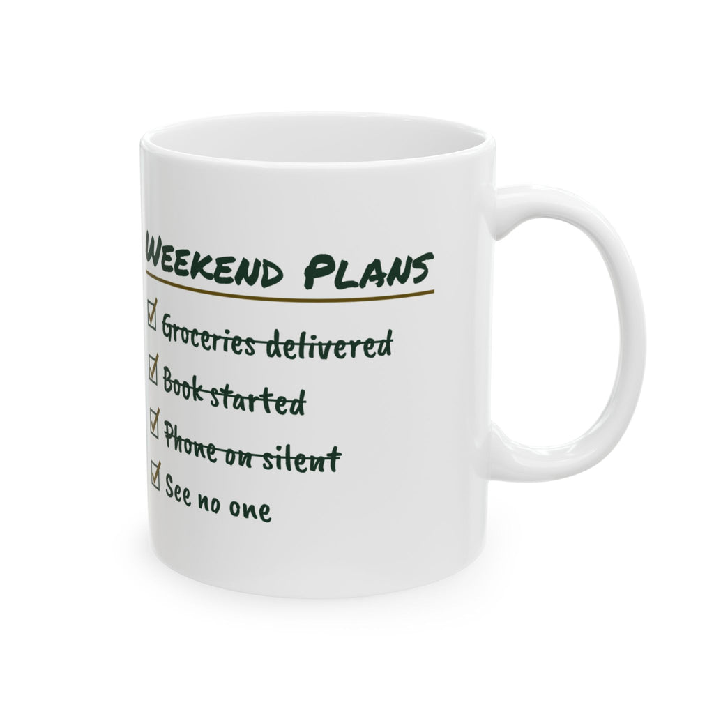 Funny Introvert Coffee Mug Weekend Plans Checklist