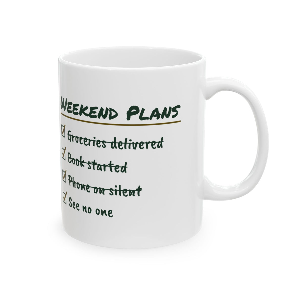 Funny Introvert Coffee Mug Weekend Plans Checklist