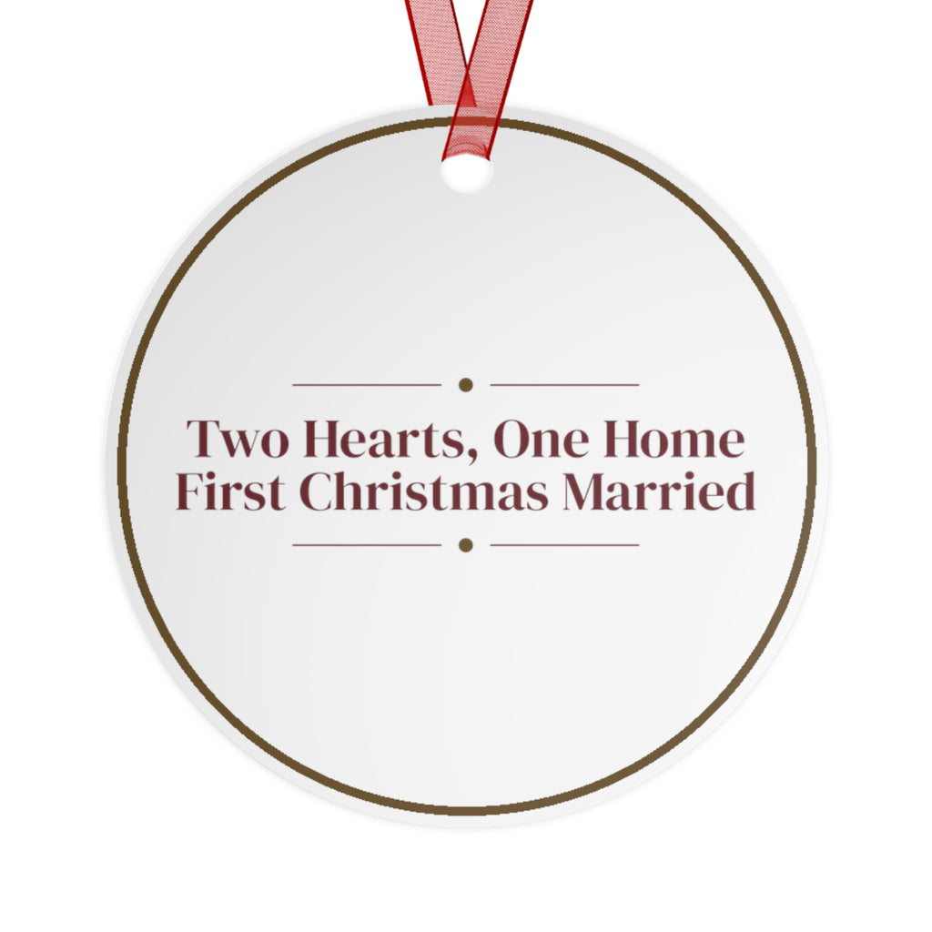 Christmas Ornament Two Hearts One Home First Christmas Married