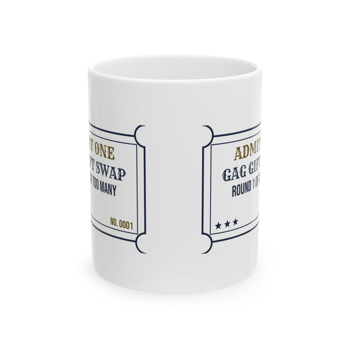 Funny White Elephant Coffee Mug Gag Swap Round 1 Of Too Many Ticket