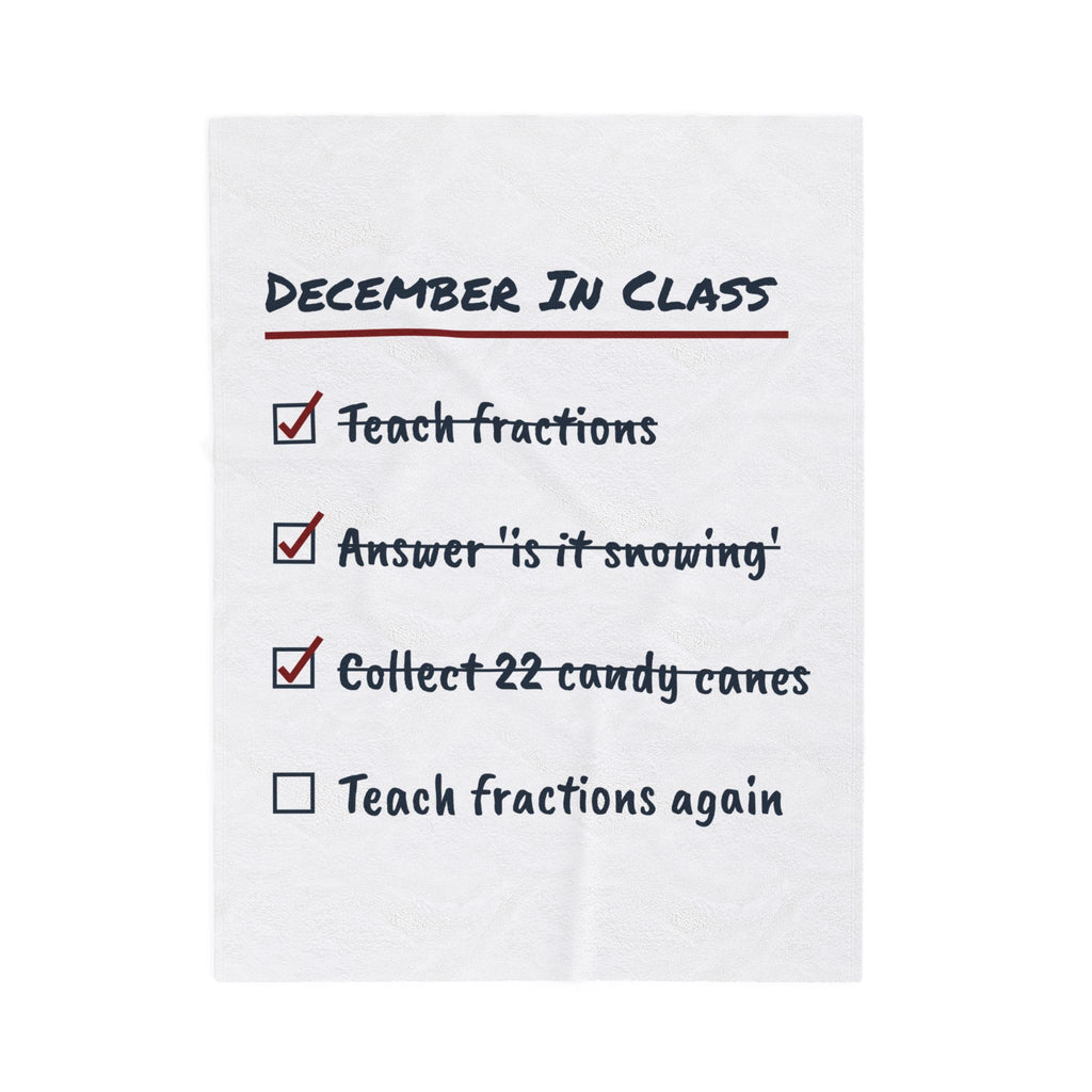 Funny Teacher Christmas Throw Blanket December In Class Checklist