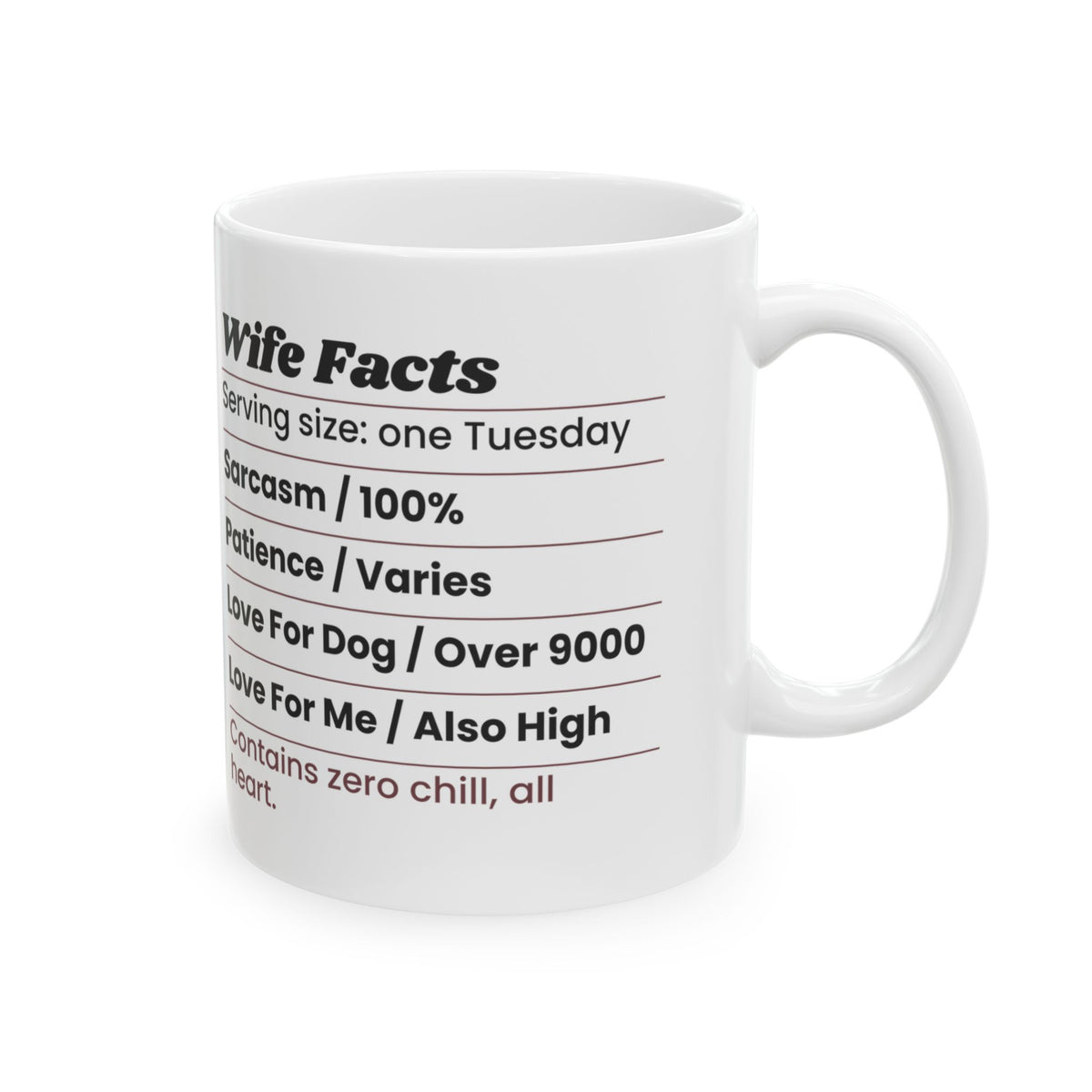 Funny Wife Coffee Mug Nutrition Facts Label For Wife