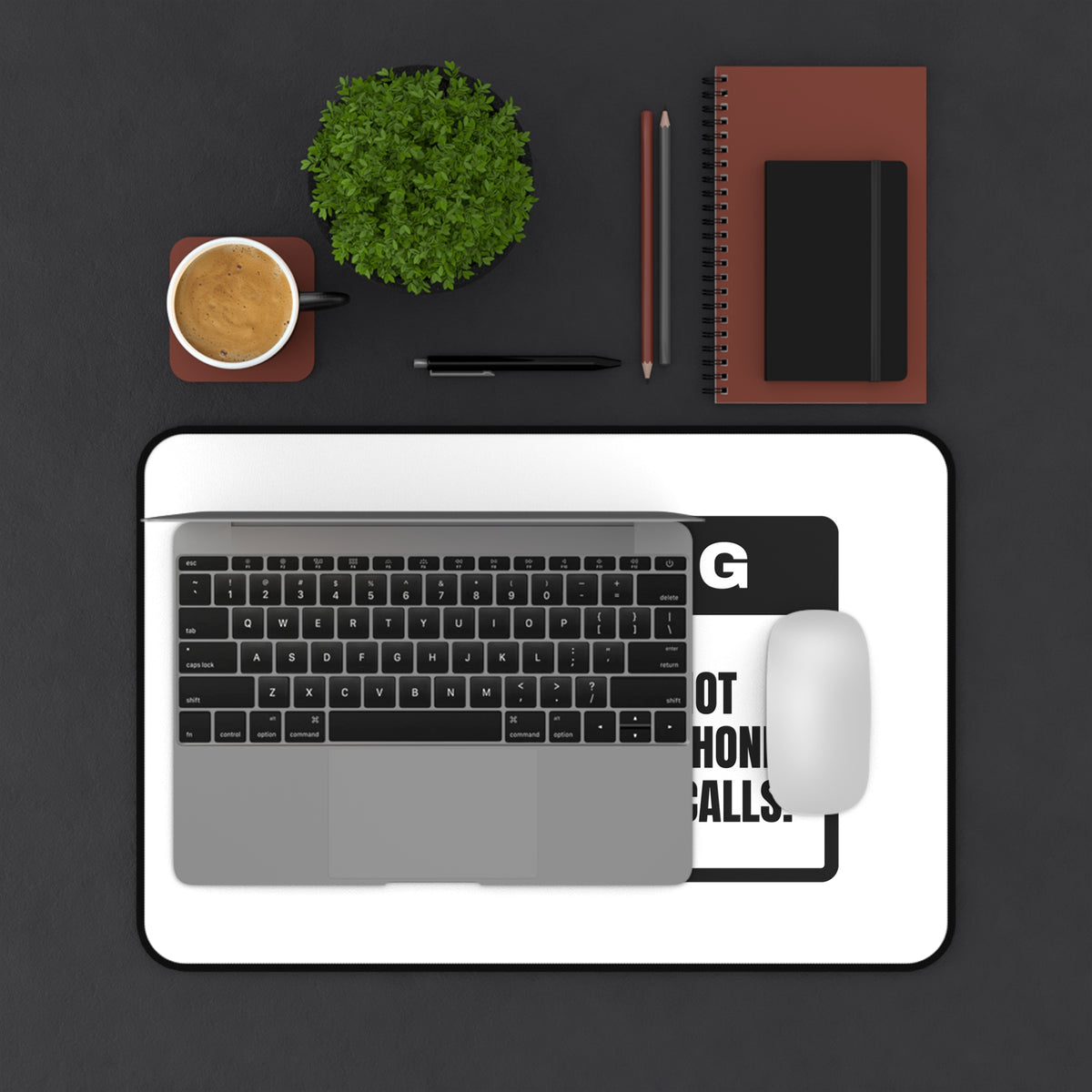 Funny Desk Mat Not Muted Warning Sign Remote Work Desk Pad for Home Office
