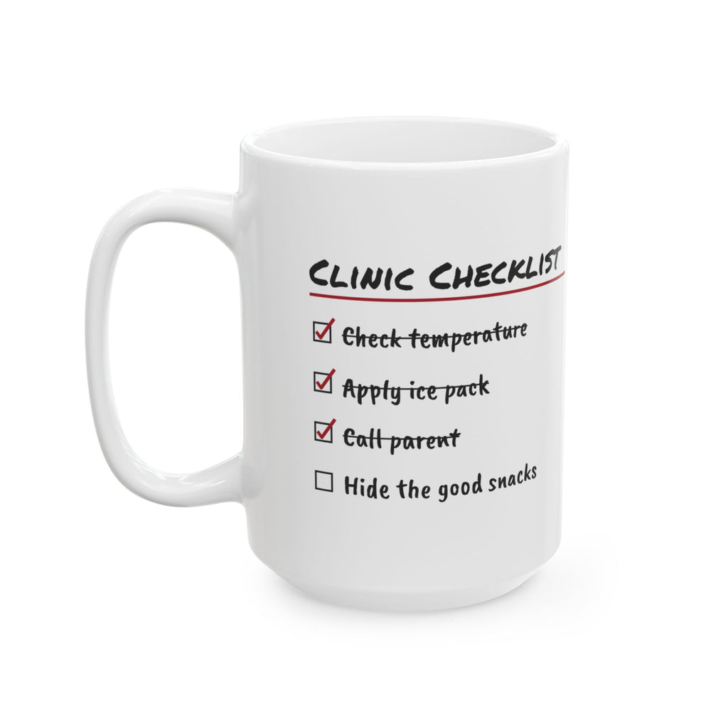 Funny School Nurse Coffee Mug Clinic Checklist For School Nurses