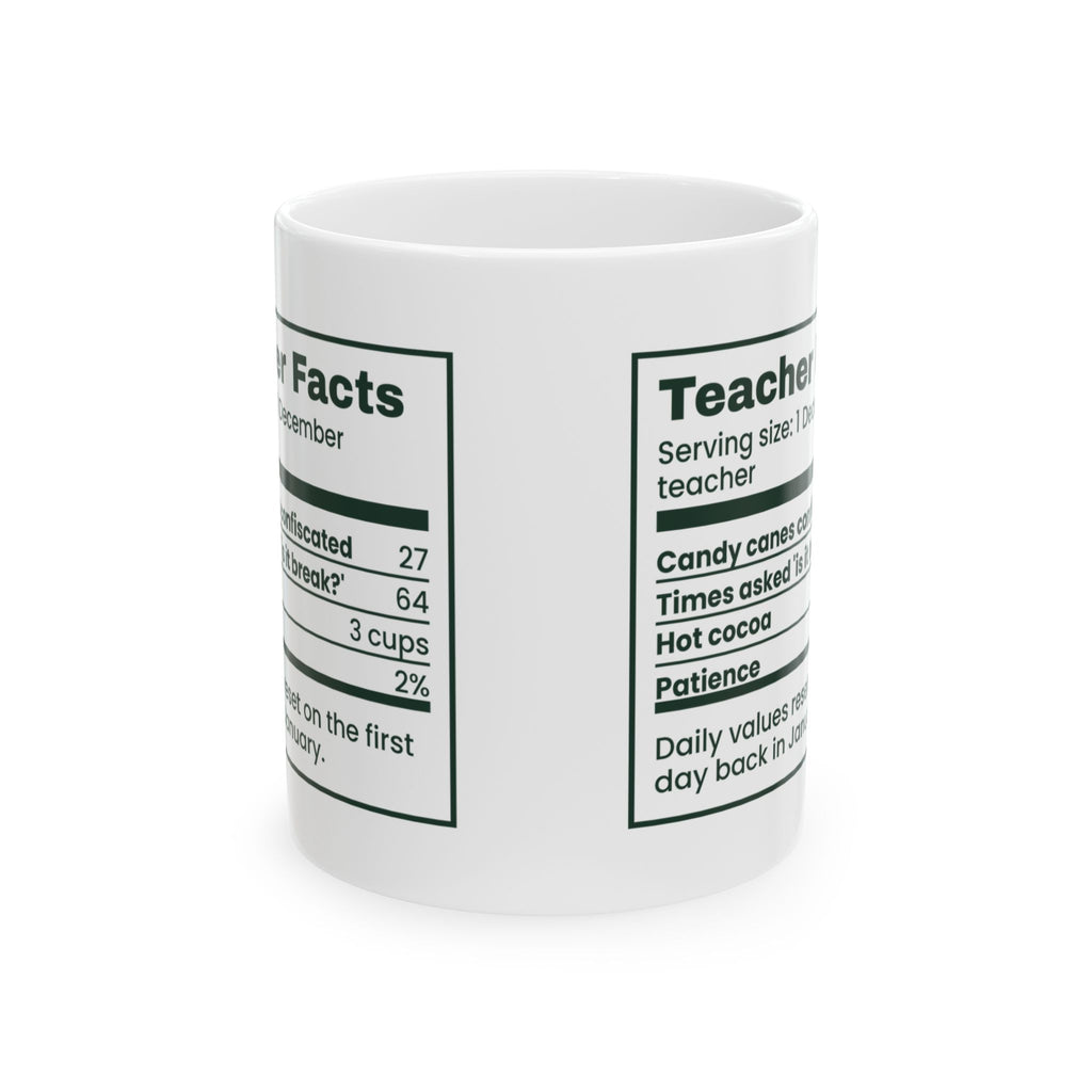 Funny Christmas Teacher Coffee Mug December Teacher Nutrition Facts