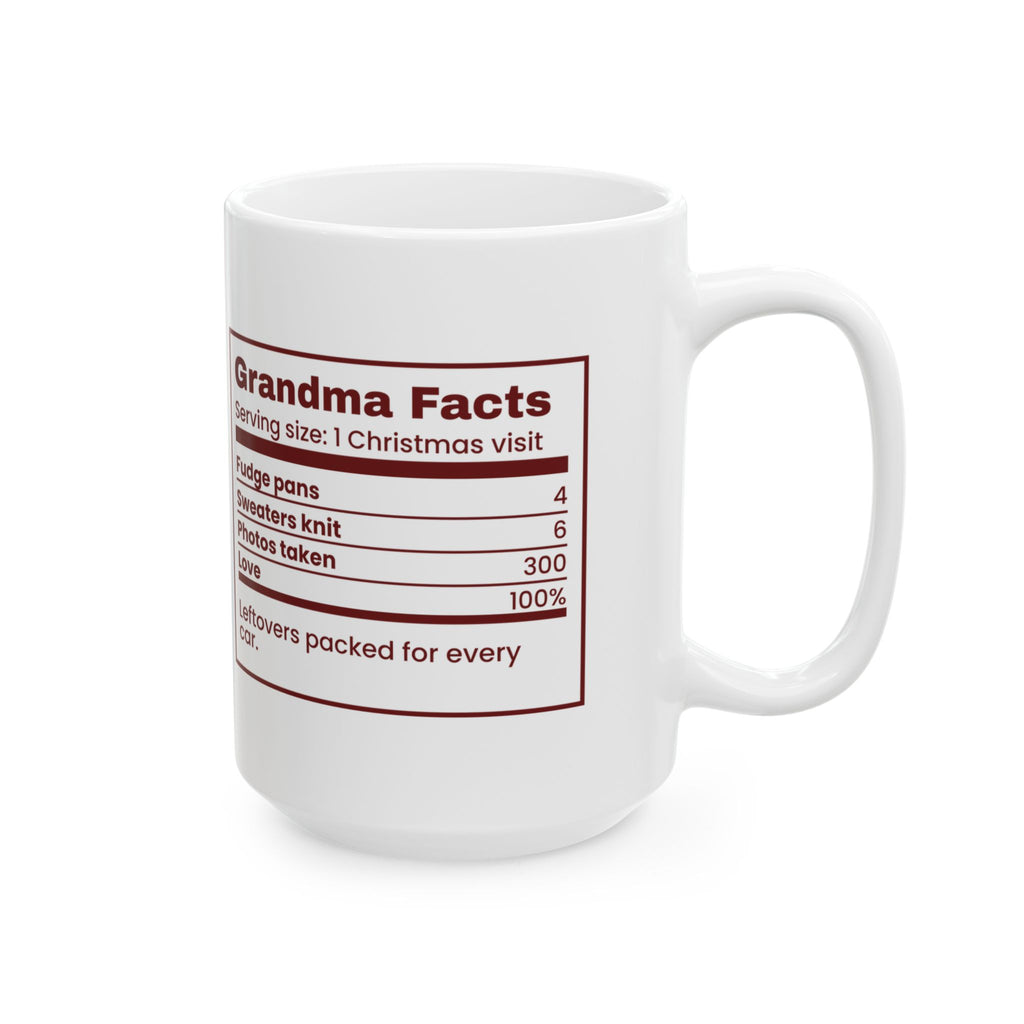 Funny Christmas Grandma Coffee Mug Grandma Facts Nutrition Label