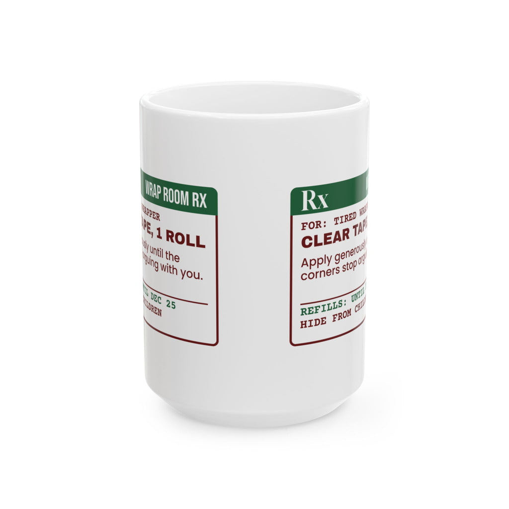 Funny Christmas Coffee Mug Clear Tape Prescription Label For Wrappers