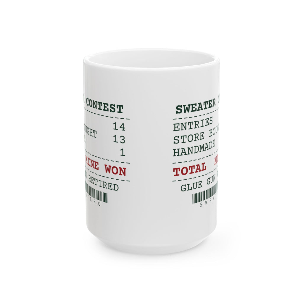 Funny Ugly Sweater Contest Coffee Mug Thirteen Store Bought One Handmade