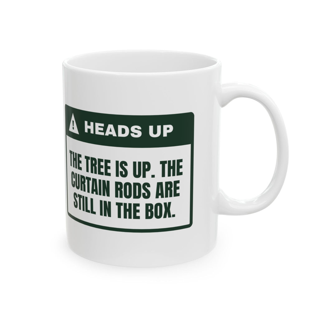 Funny Christmas Coffee Mug Tree Is Up Curtains Are Not Warning Label