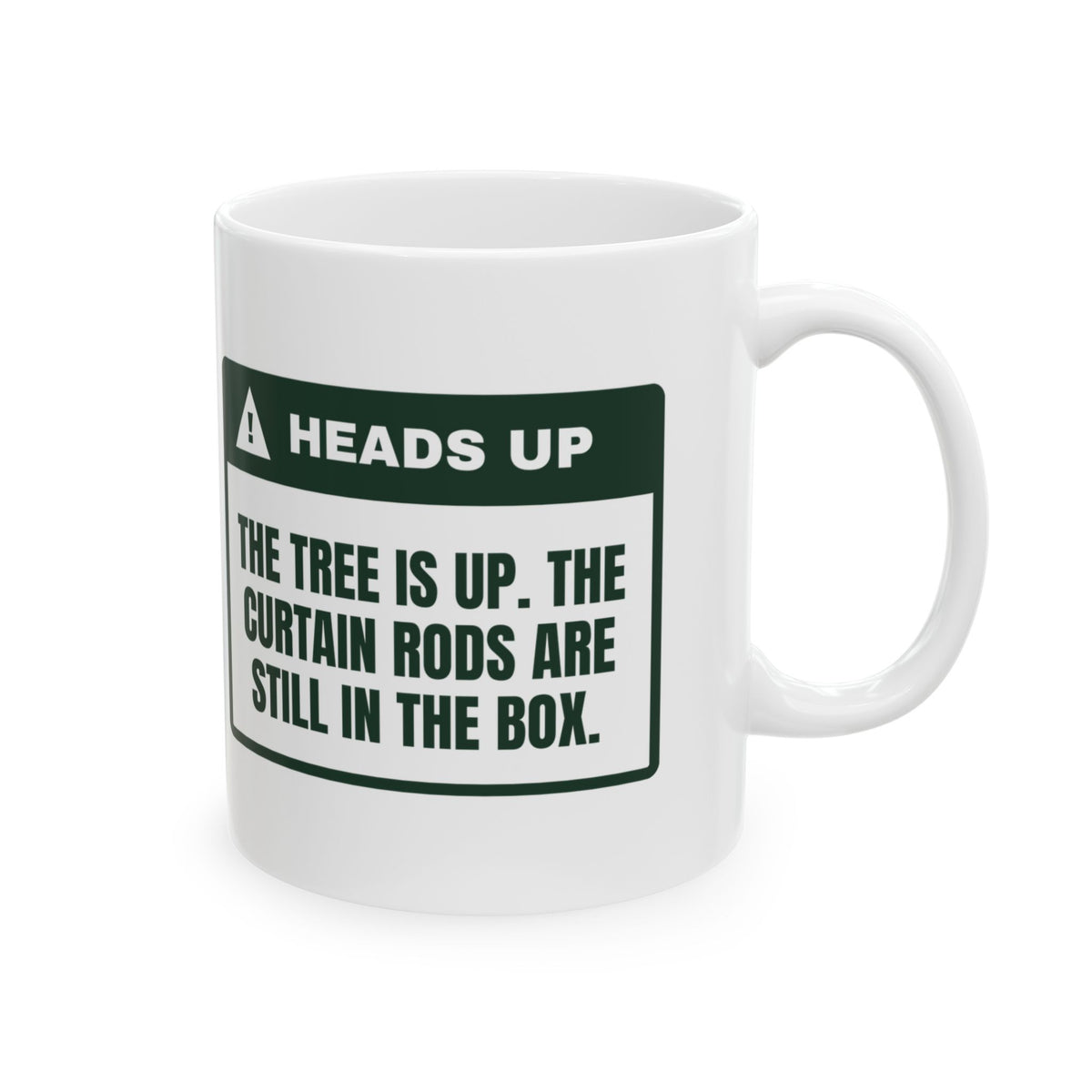 Funny Christmas Coffee Mug Tree Is Up Curtains Are Not Warning Label