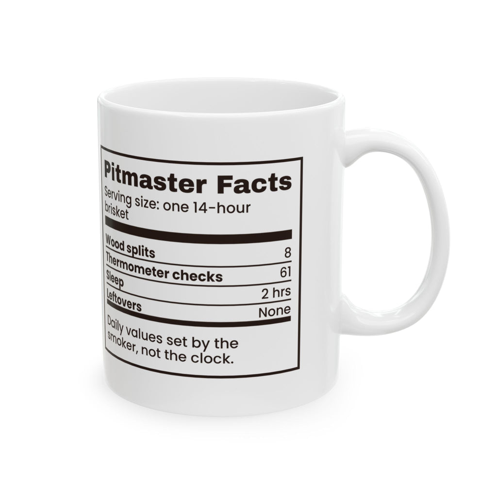 Funny BBQ Coffee Mug Pitmaster Facts Nutrition Label For Smoker Owners