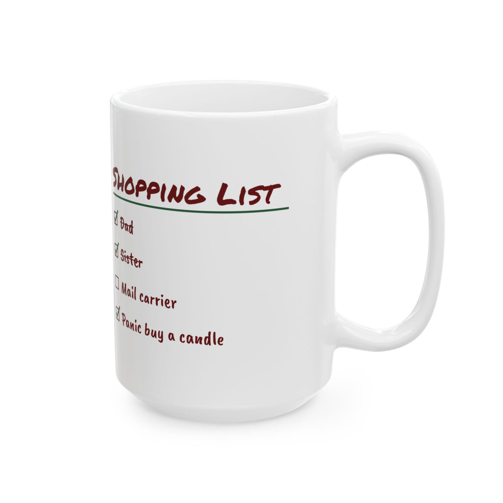 Funny Christmas Shopping Coffee Mug Panic Buy A Candle Checklist