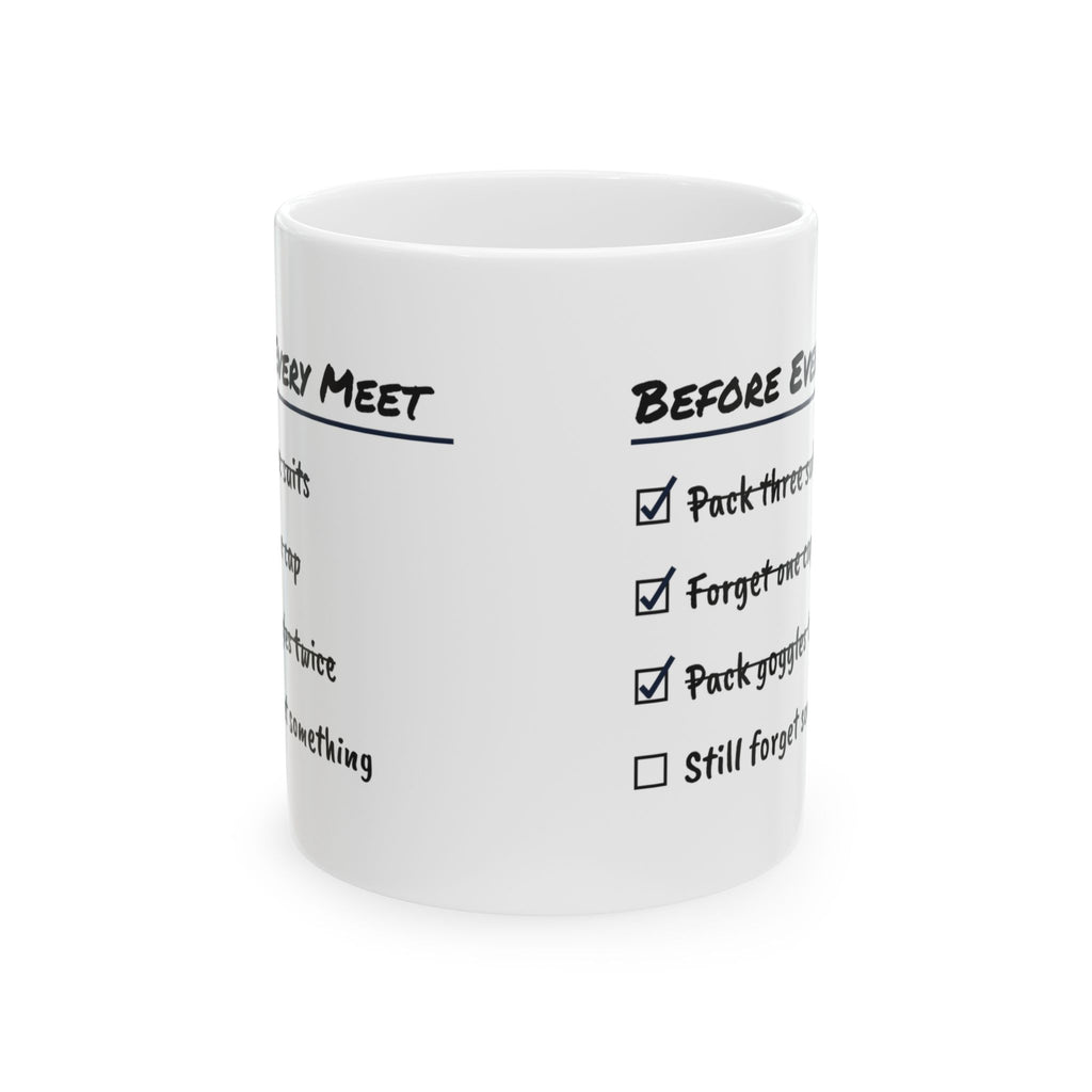 Swim Team Coffee Mug Before Every Meet Checklist