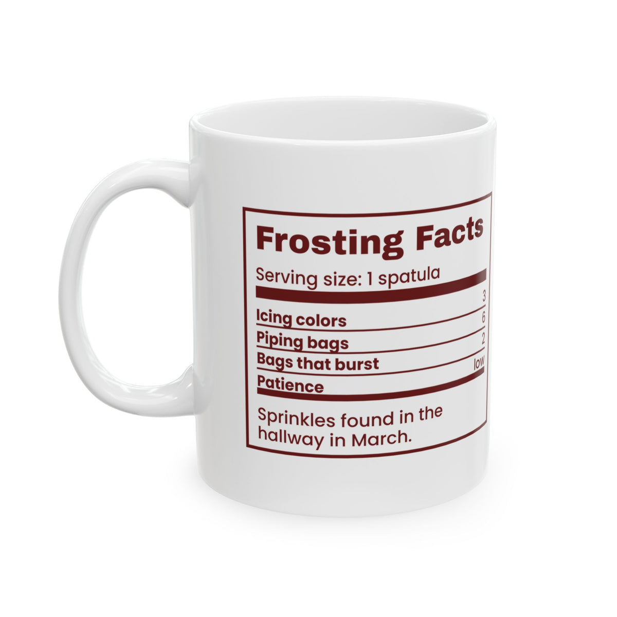 Funny Christmas Baking Coffee Mug Frosting Facts Nutrition Label
