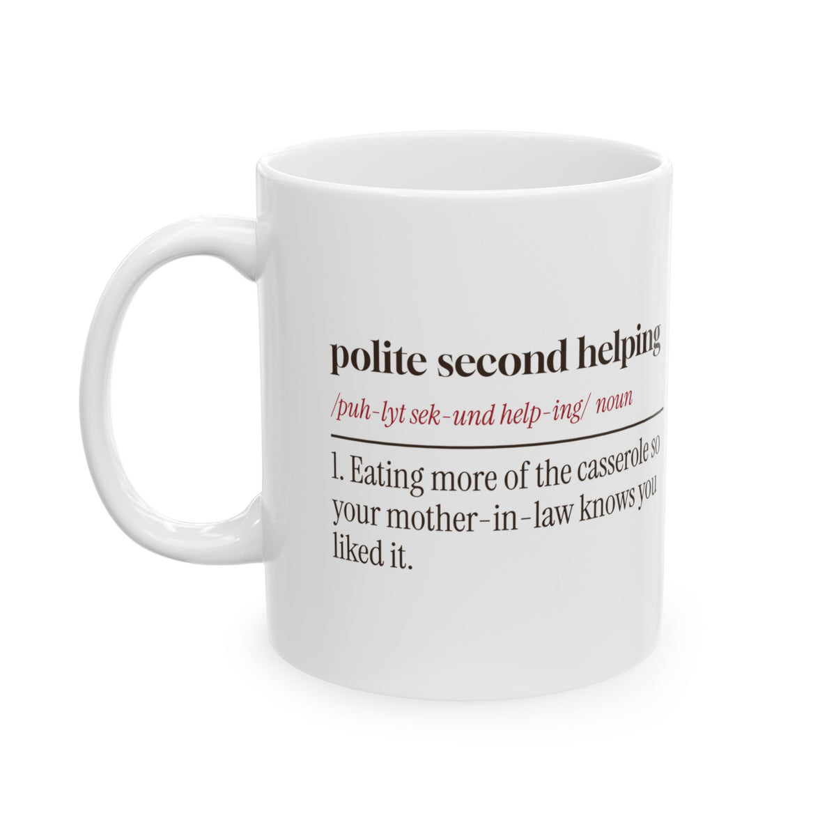 Funny Christmas In Laws Coffee Mug Polite Second Helping Definition