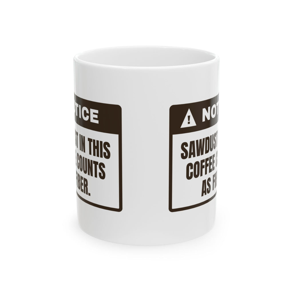 Funny Carpenter Coffee Mug Sawdust In Coffee Notice For Carpenters
