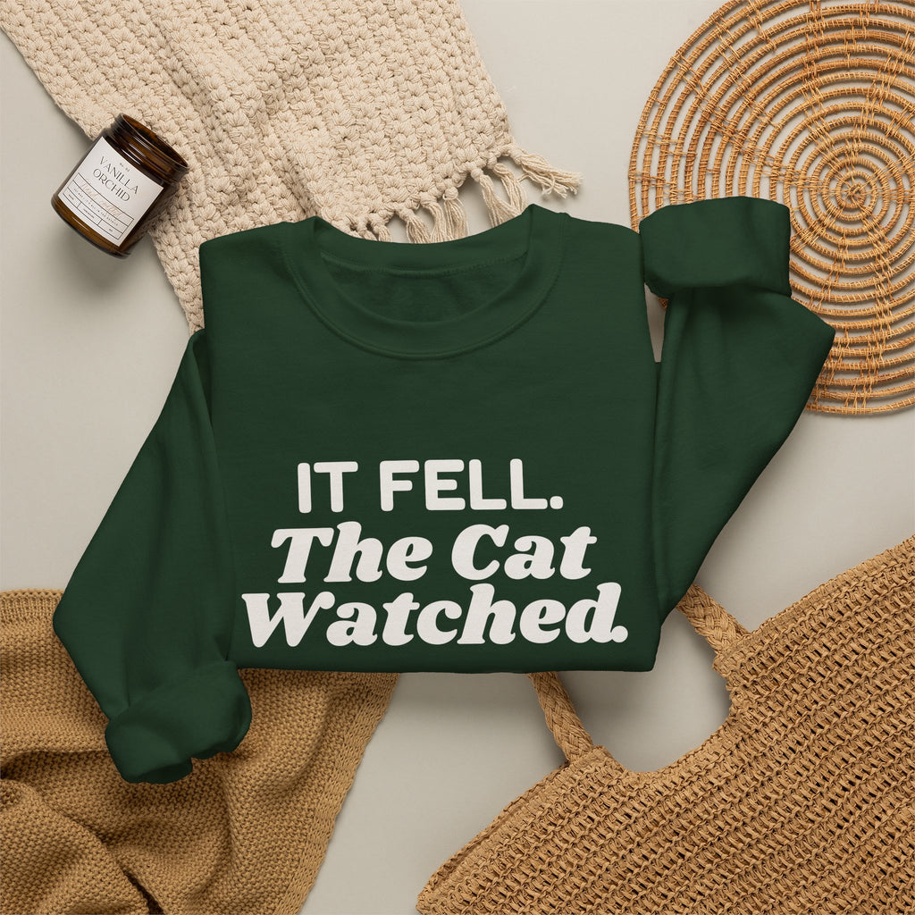 Funny Christmas Cat Sweatshirt It Fell The Cat Watched