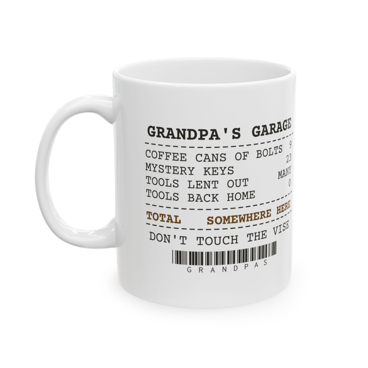 Funny Papa Mug Grandpa's Garage Receipt Mystery Keys 23 For Grandpas