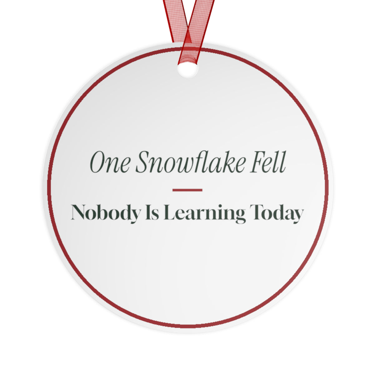 Funny Christmas Ornament One Snowflake Fell Nobody Is Learning Today