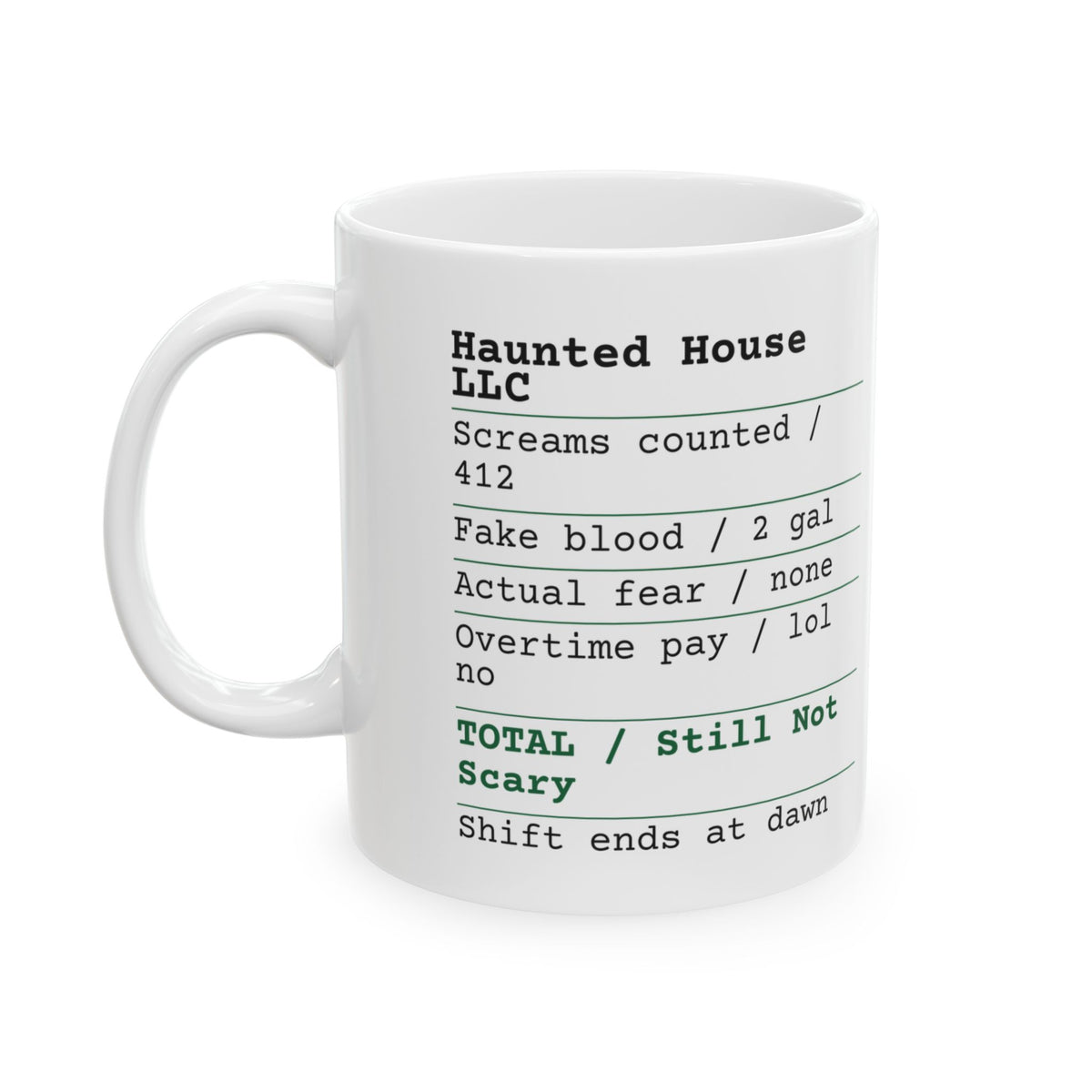 Funny Halloween Coffee Mug Haunted House Shift Receipt For Workers