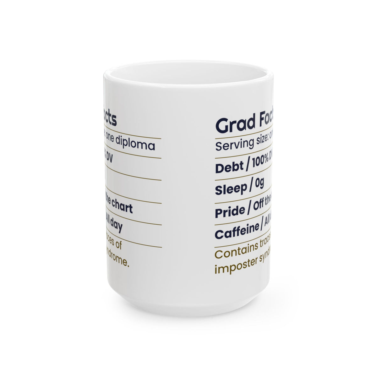 Funny Graduate Coffee Mug Nutrition Facts Label For College Grads