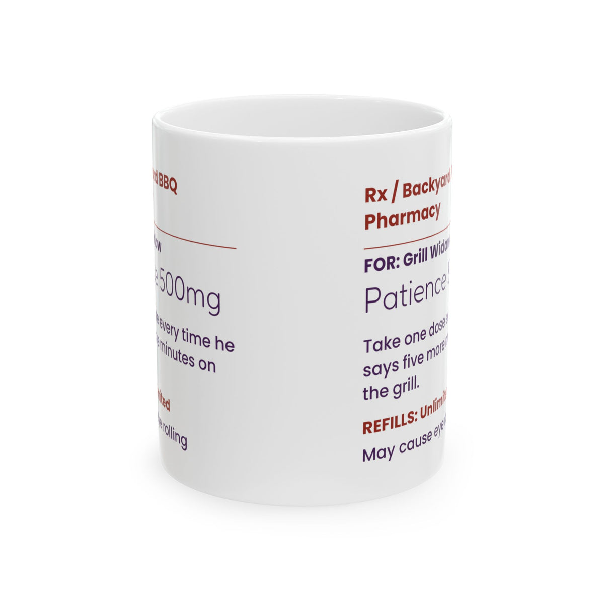 Funny Grill Widow Coffee Mug Prescription Label For BBQ Spouse
