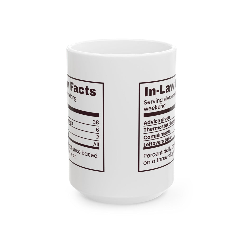 Funny Christmas Coffee Mug In-Law Facts Nutrition Label For Spouses