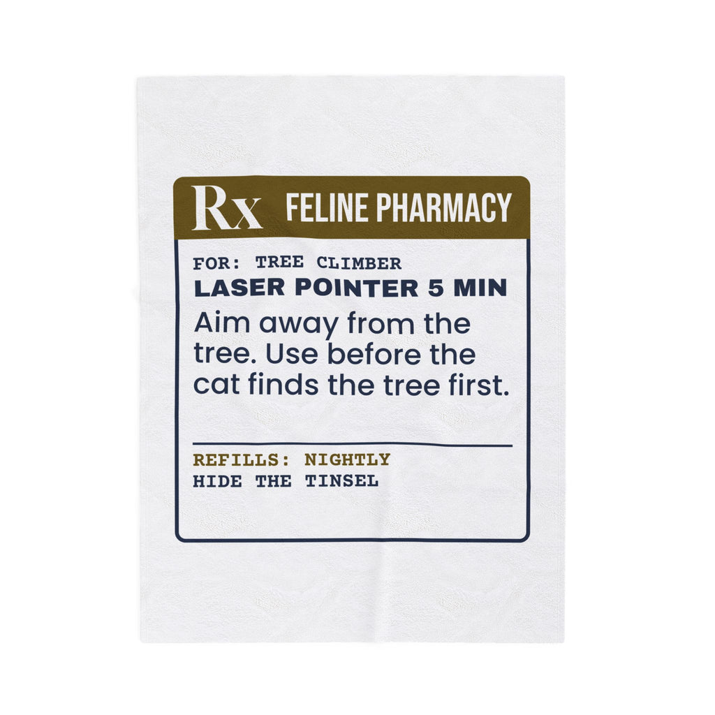 Funny Christmas Cat Throw Blanket Laser Pointer Prescription Label