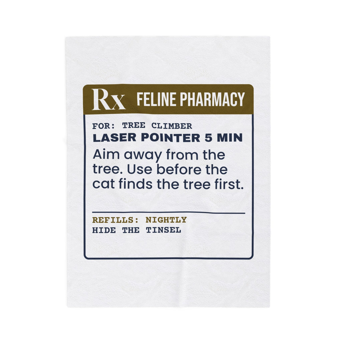 Funny Christmas Cat Throw Blanket Laser Pointer Prescription Label