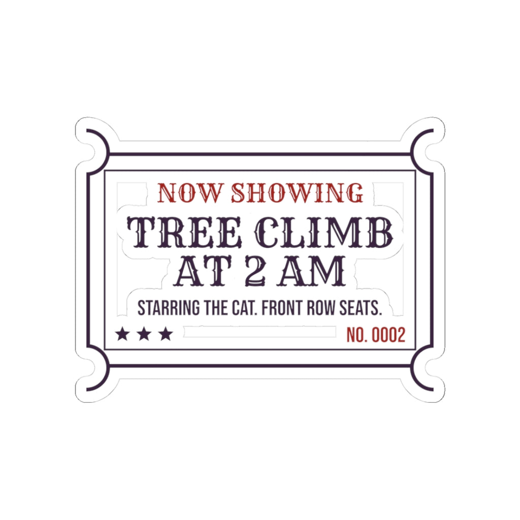 Funny Christmas Cat Sticker Nightly Tree Climb Ticket For Cat Owners