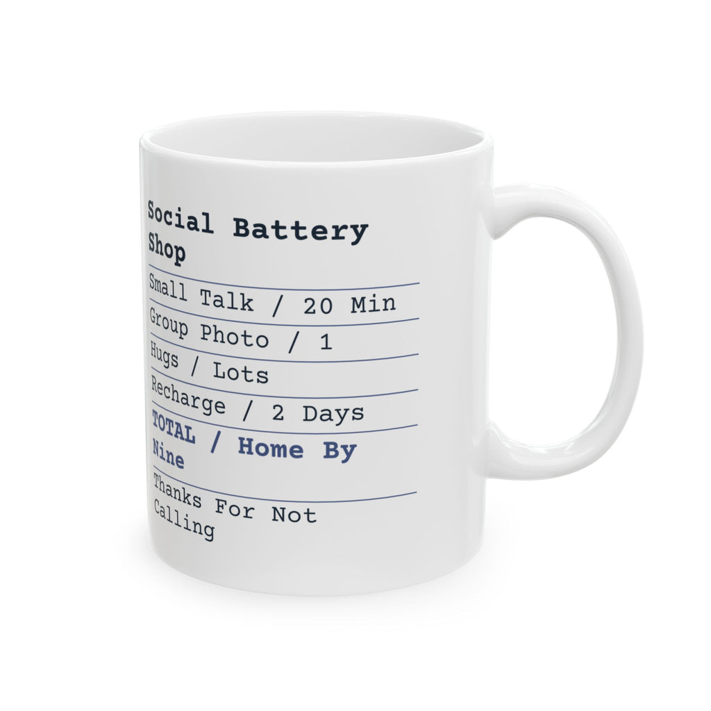Funny Introvert Coffee Mug Social Battery Shop Receipt For Introverts