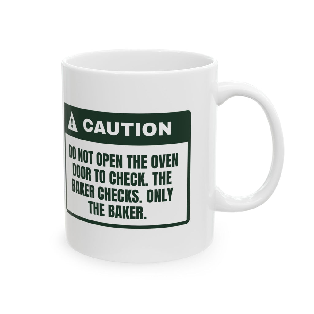 Funny Christmas Baking Coffee Mug Don't Open The Oven Caution Label