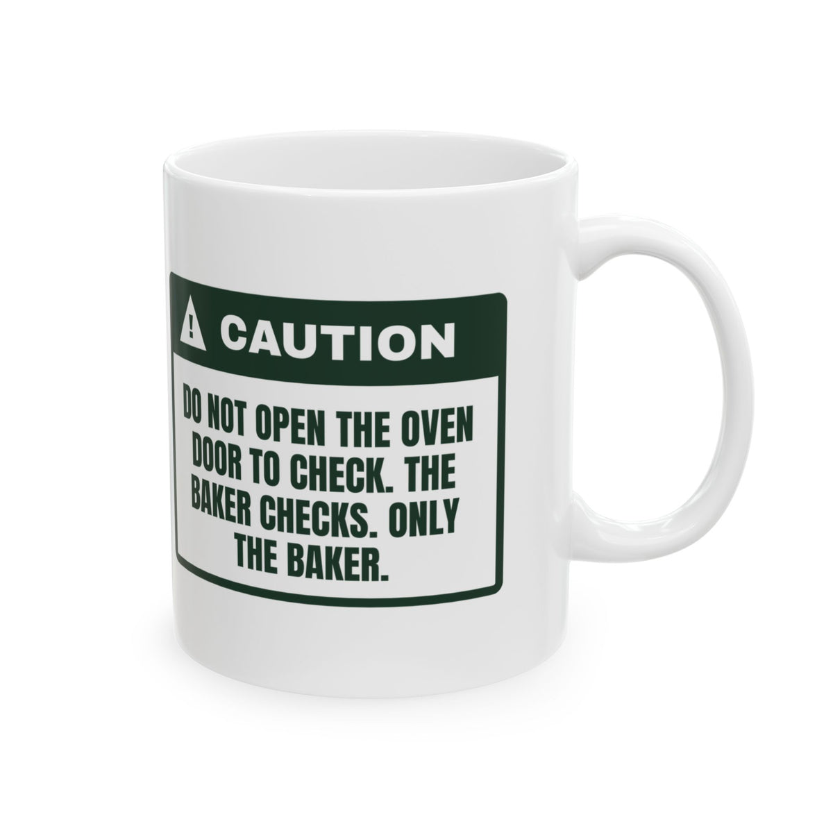 Funny Christmas Baking Coffee Mug Don't Open The Oven Caution Label