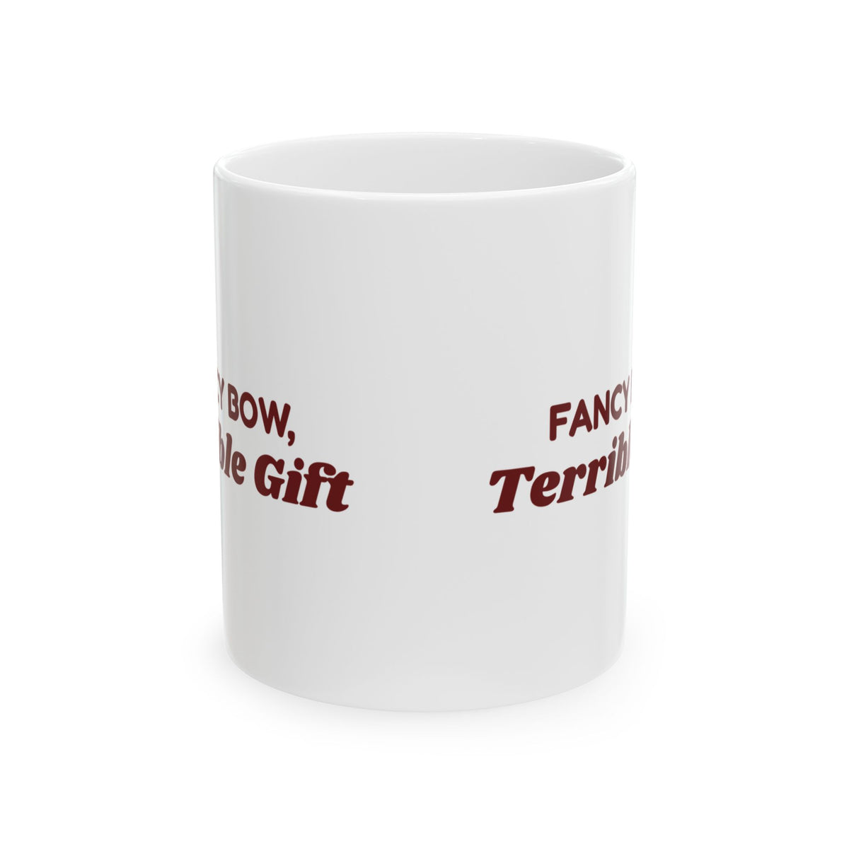 Funny White Elephant Coffee Mug Fancy Bow Terrible