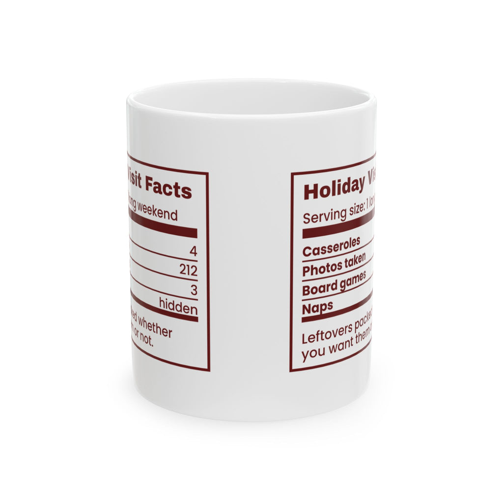 Funny Christmas In-Laws Coffee Mug Holiday Visit Facts Label