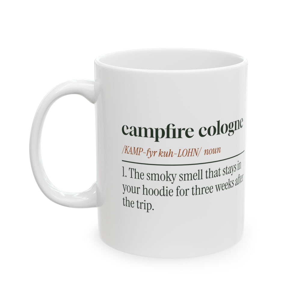 Funny Camping Coffee Mug Campfire Cologne Dictionary Definition
