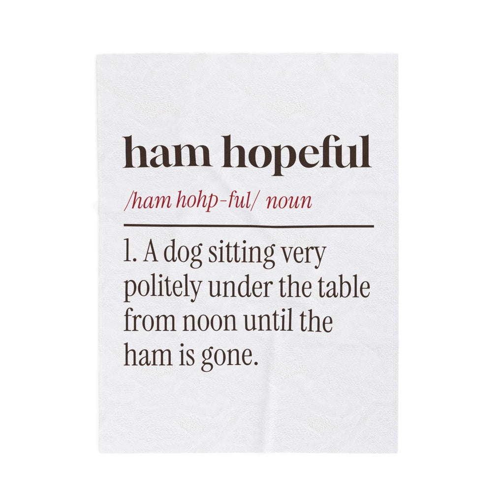 Funny Christmas Dog Throw Blanket Ham Hopeful Dictionary Definition